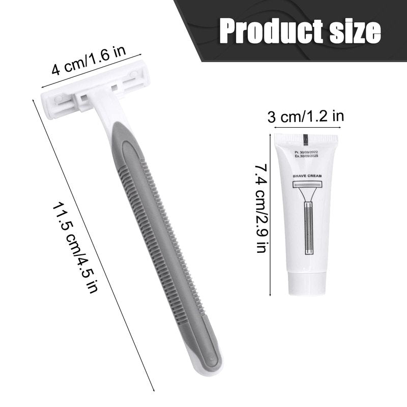Disposable Razors in Bulk Pack of 120,Gray Bulk Razors Disposable Individually Wrapped Twin Blade Disposable Shaving Razors with Shaving Cream and Clear Cap Set for Homeless,Hotel,Charity,Travel
