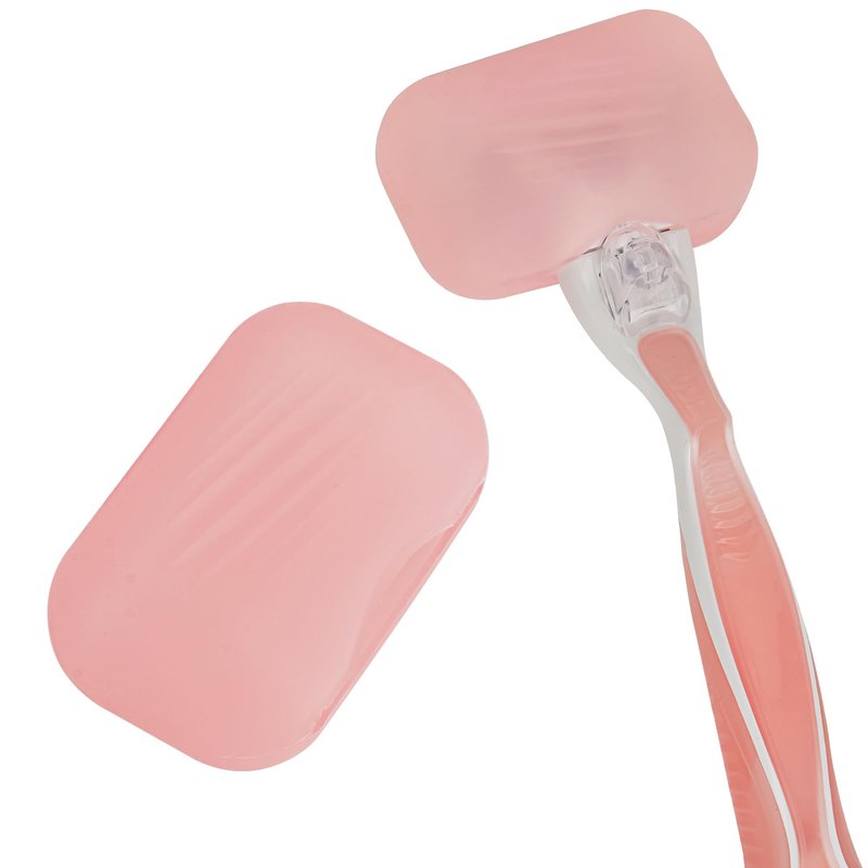 LUEXBOX 2 Pack Razor Silicone Covers, Portable Shaver Holder for Travel, Razor Cover Compatible with Venus Razor Travel Case, Blade Container Storage Shaver Holder (Pink)