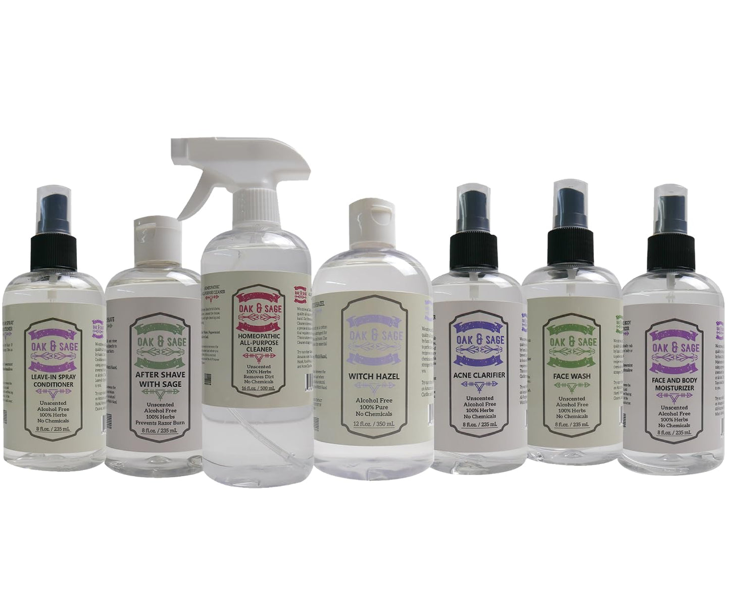 OAK & SAGE Homeopathic Leave-In Conditioner - Unscented - 8oz, 100% Herbs, No Rinse, No Alcohol, No Chemicals - For All Hair Types