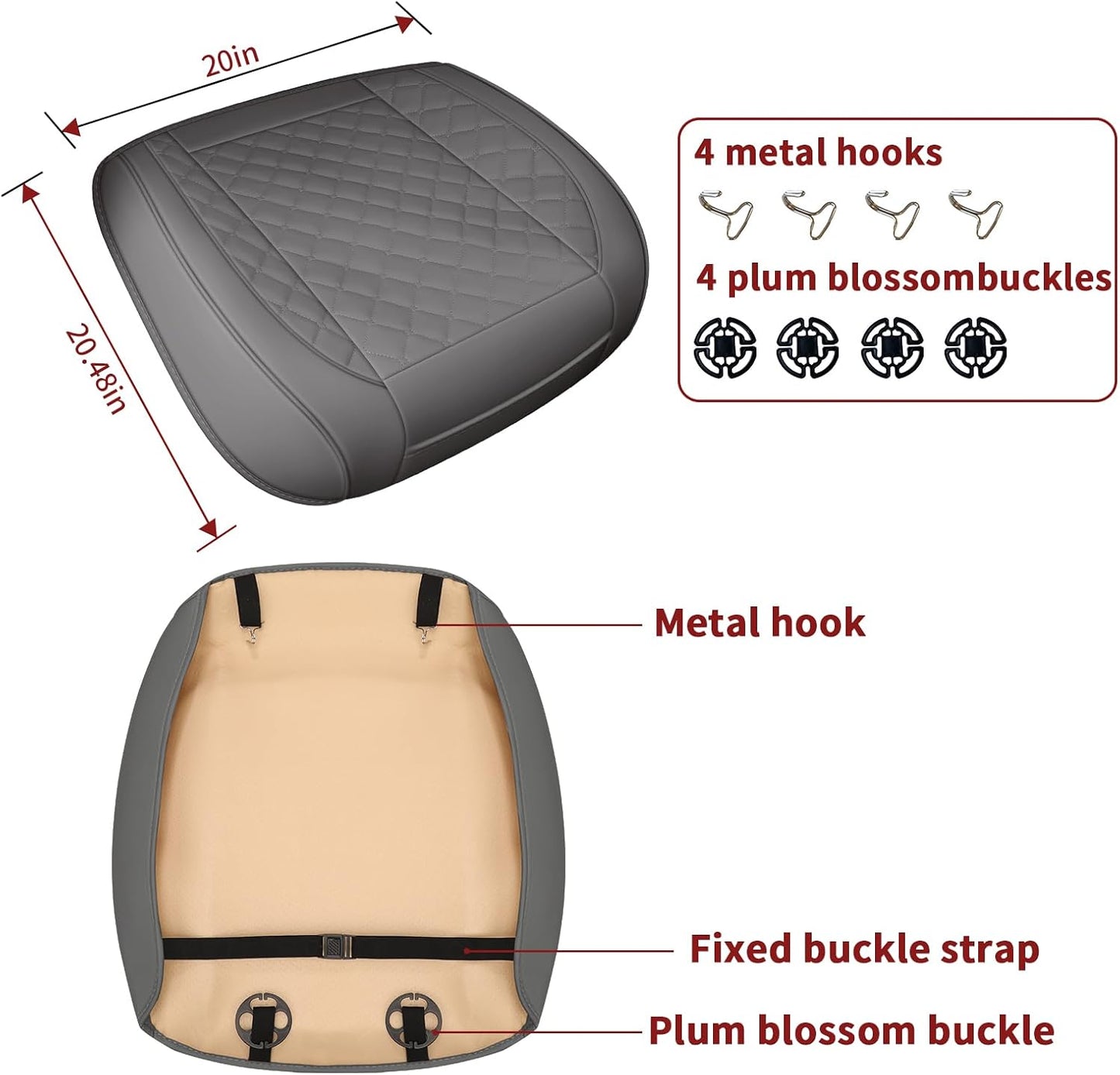 Car Seat Covers - Waterproof Leather Protector for Universal Fit | 2-Piece Set in Grey