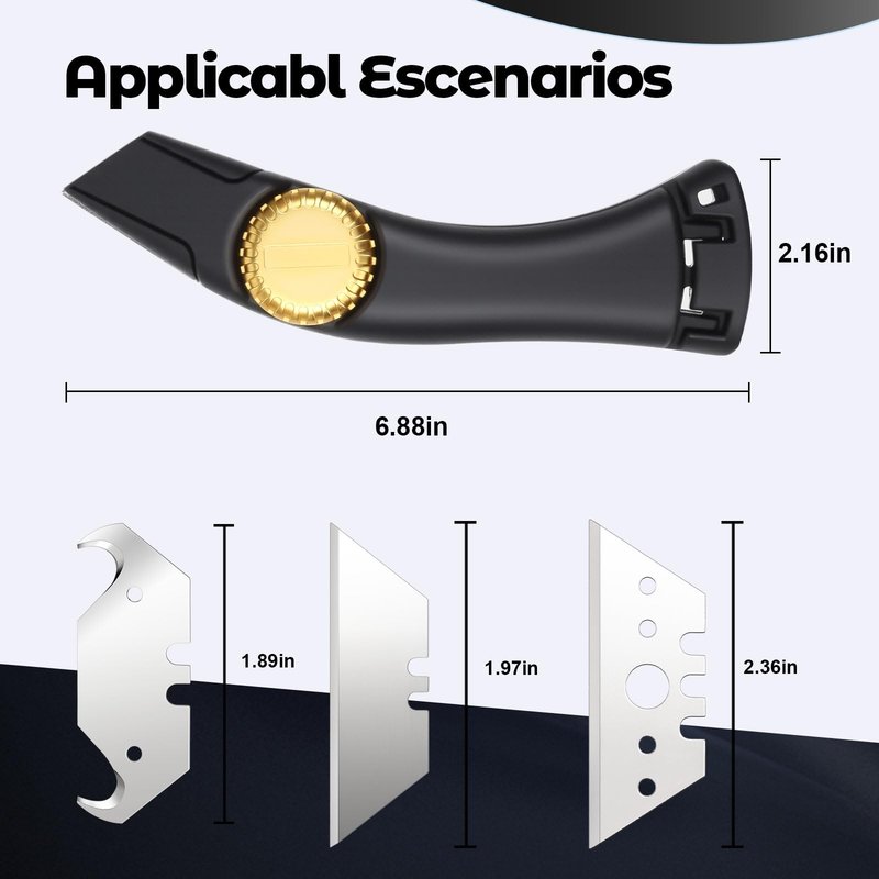 Lizenoz 2PCS Black Fixed Blade Roofing Knife, Heavy Duty Utility Knife for Drywall, Vinyl, Carpet Cutting, Metal Roofing Tools with Portable Storage Sheath, Replacement Blades, Navajas para Roofing
