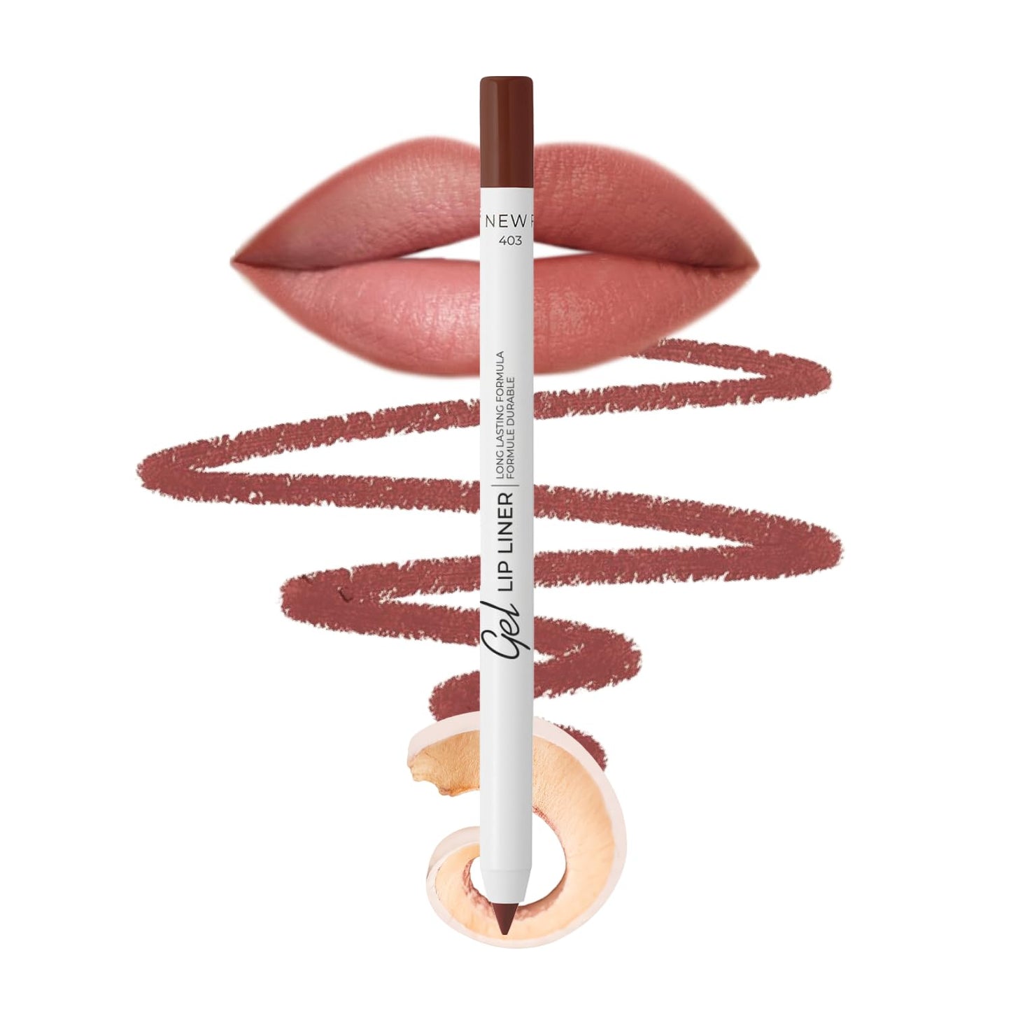 Lamel Gel Lip Liner Pencil - Waterproof 2-in-1 Lip Liner | Nude, 8-Hour Wear, High Pigment, Creamy Texture