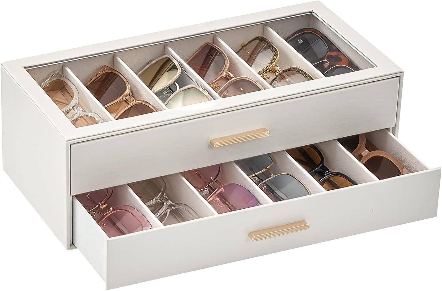 Sunglasses Storage Box for Women - Clear Top Eyewear Organizer | Stylish Display Case