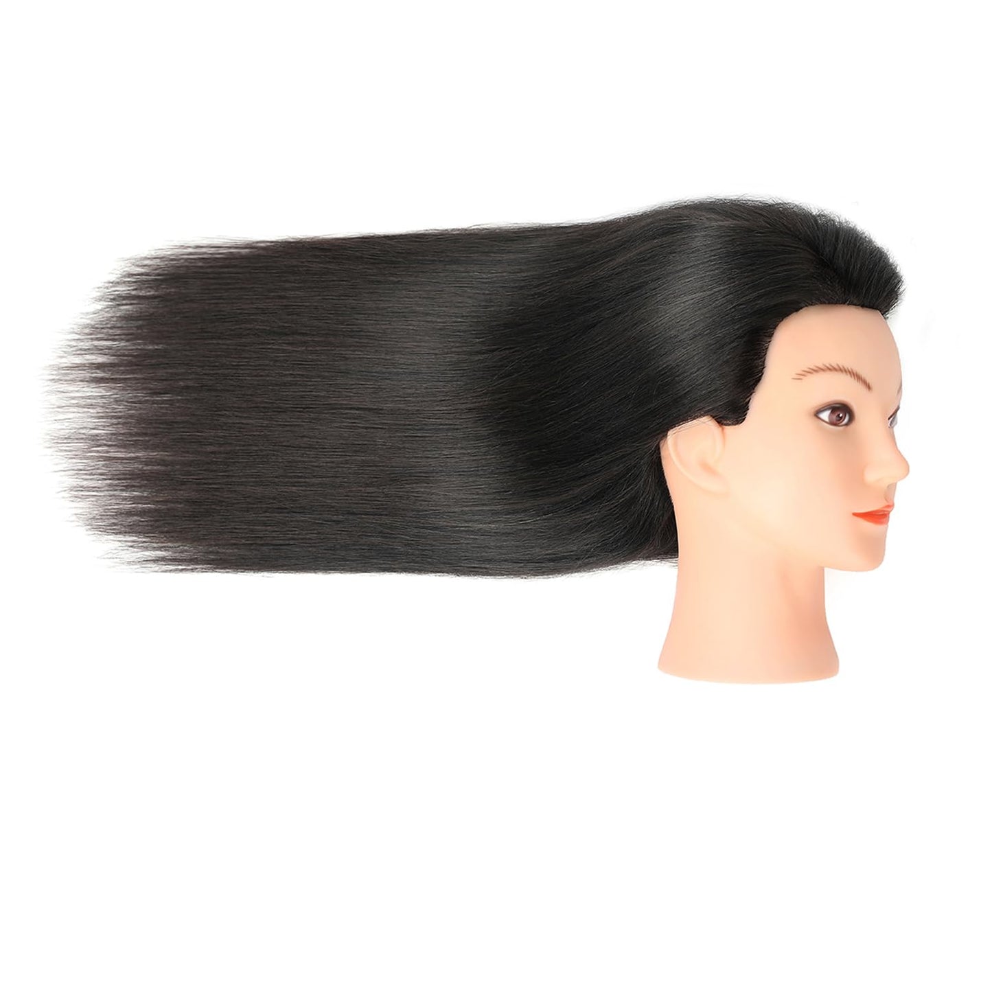 Human Hair Mannequin Head - Realistic Training Head for Hairdressers | Natural Black with Stand
