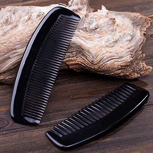 Liasun Handmade Natural Ox Horn Wide Tooth Hair Comb 1 Pack - Anti-Static & Tangle-Free