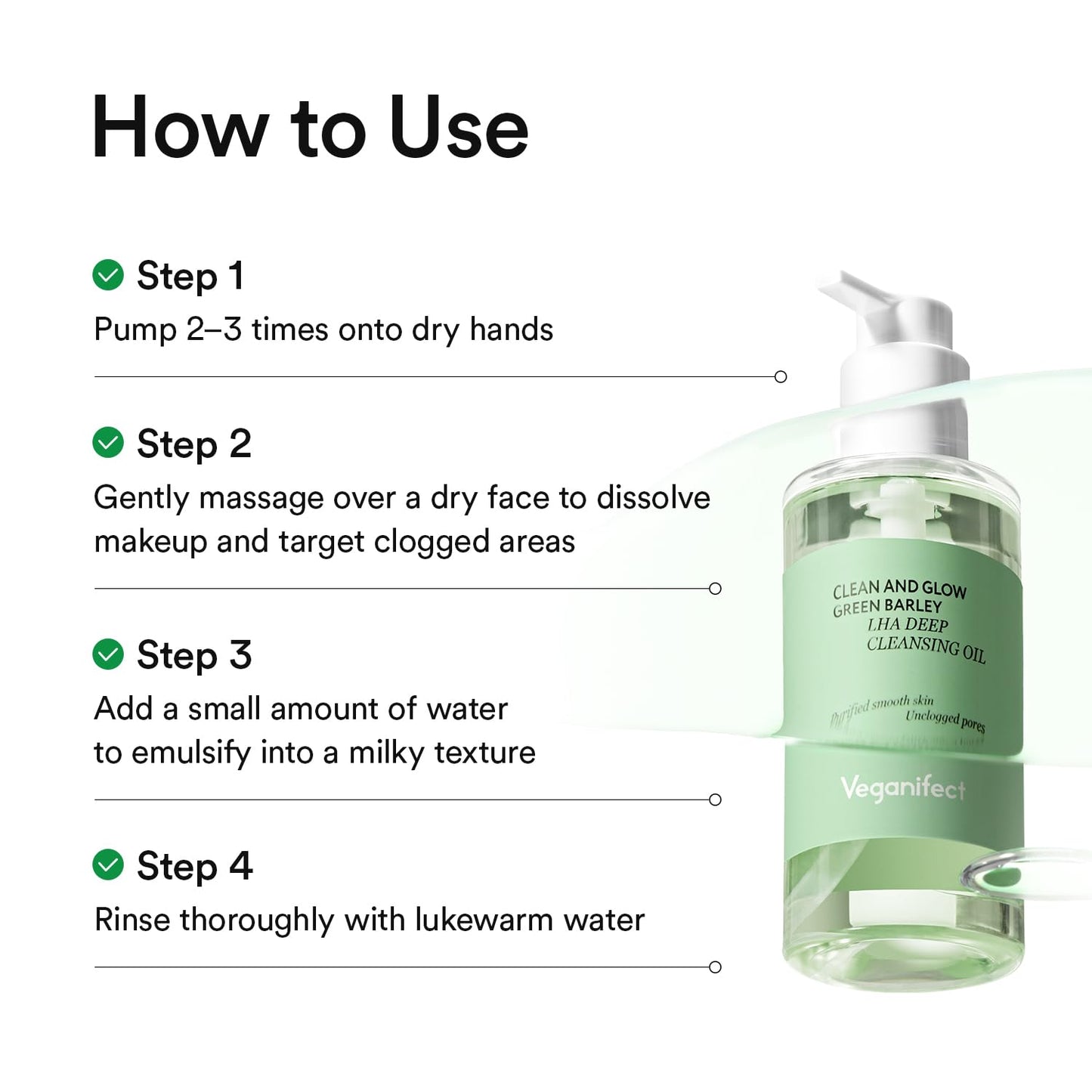 LHA Deep Cleansing Oil - Vegan Pore Control & Blackhead Remover | Gentle Daily Makeup Remover, 205ml/6.93 fl oz