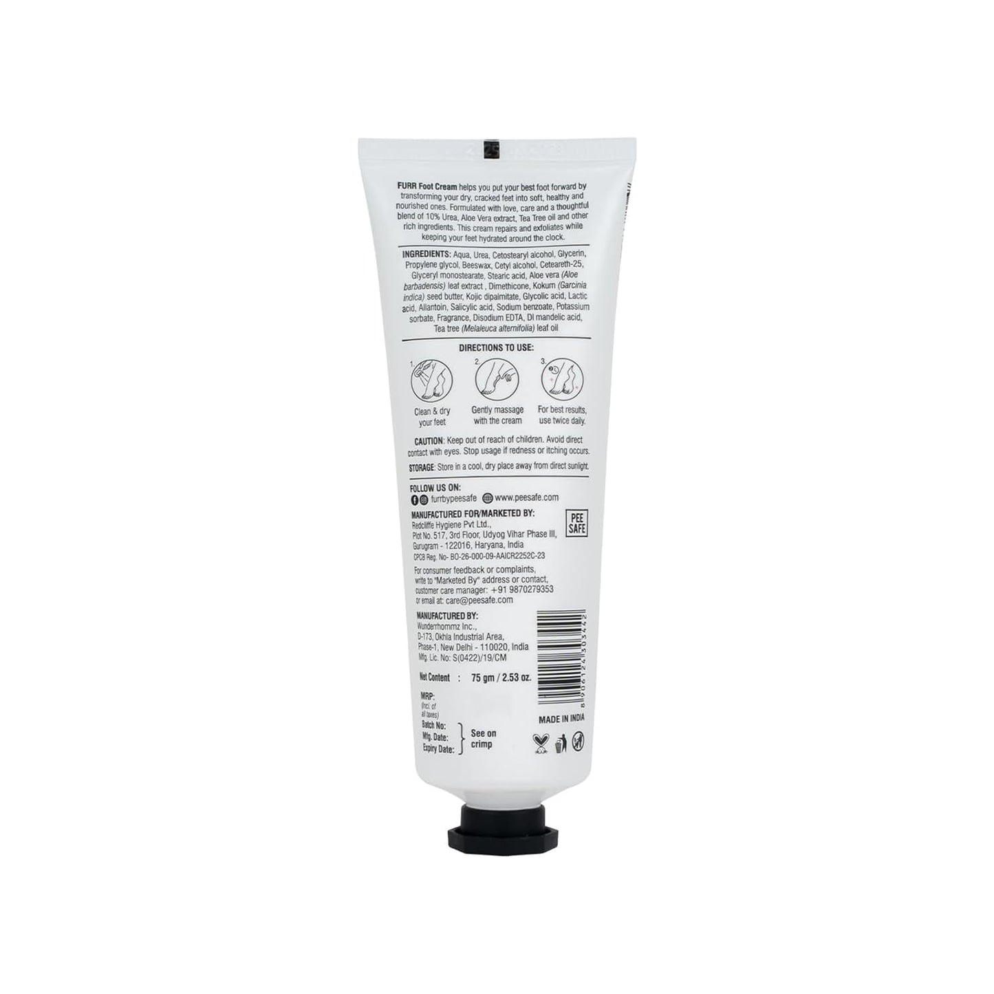 FURR Foot Cream - Deep Moisturizing Repair for Dry, Cracked Feet & Heels | Non-Greasy Formula | 2.65 Oz (75g)