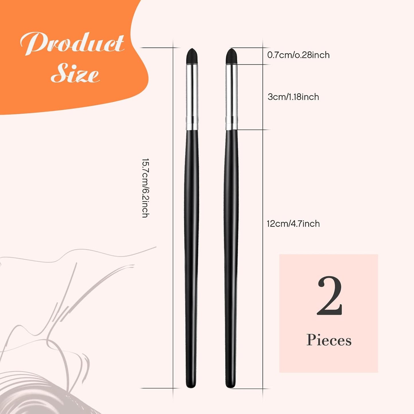 Zubebe Eyeliner Smudge Brush Set - Soft Makeup Tool for Blending Eyeshadow & Liner | 6.2 Inch