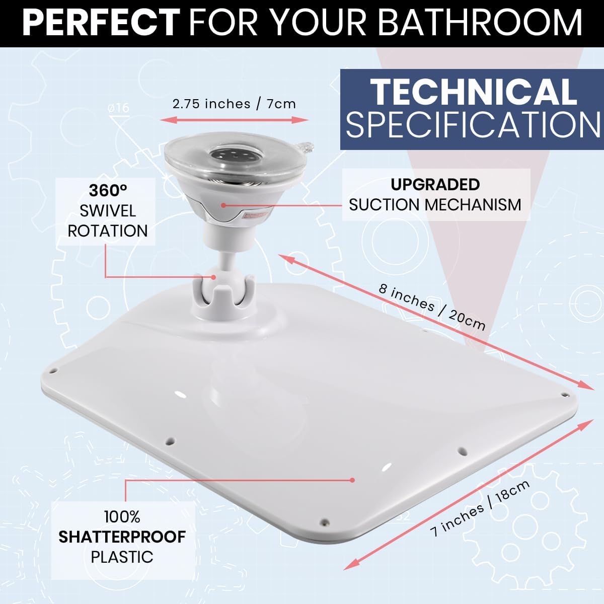 Fogless Shower Mirror for Shaving - Upgraded Suction, Dual Anti-Fog Design, Shatterproof Surface | 8" x 7" Chrome
