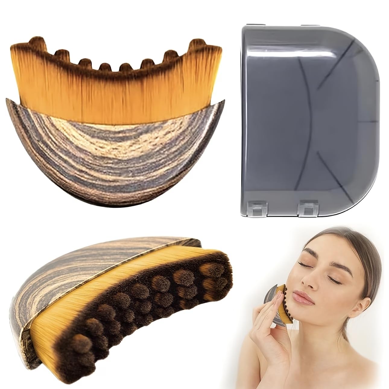 Portable Lymphatic Drainage Face Brush - Ergonomic Facial Sculpting Tool for Jawline Contouring, Multi-Functional Skincare Brush with Soft Nylon Bristles, Suitable for Home & Professional Use