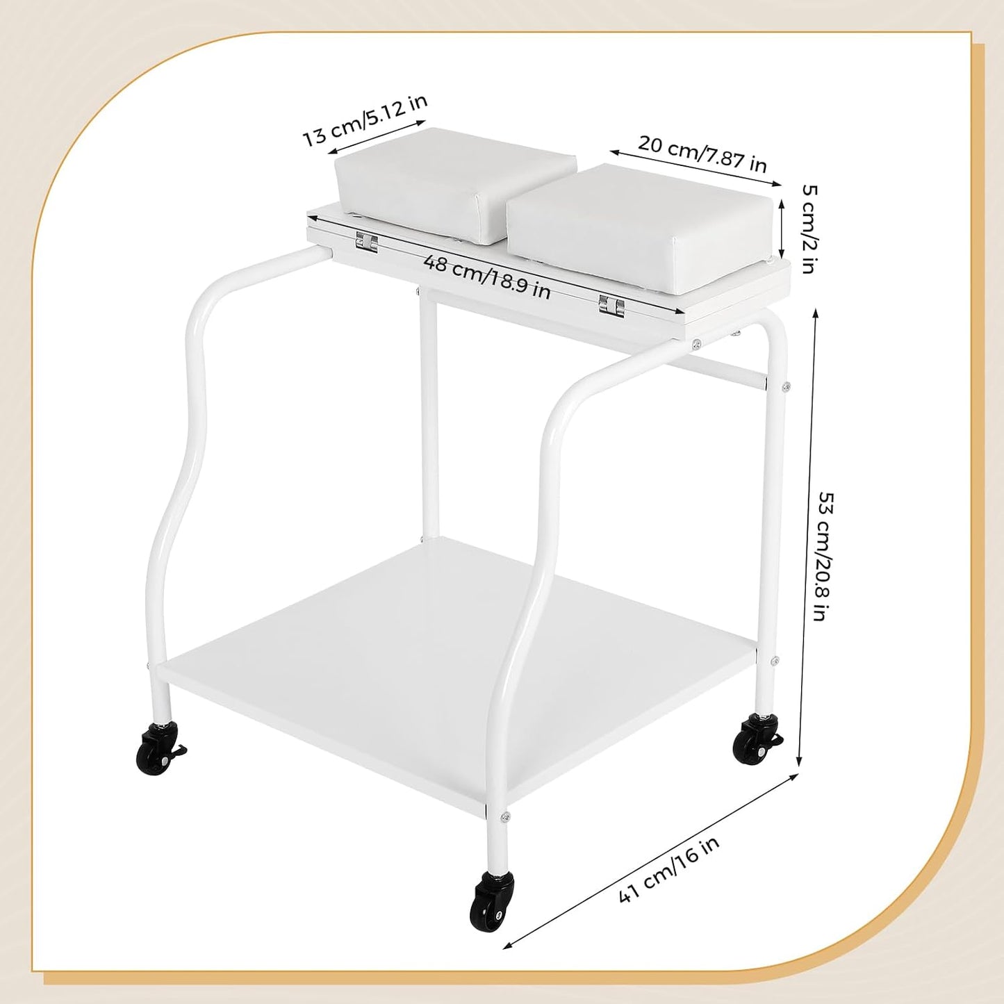 Pedicure Foot Rest - Salon Nail Rolling Cart for Home & Beauty Salon Use