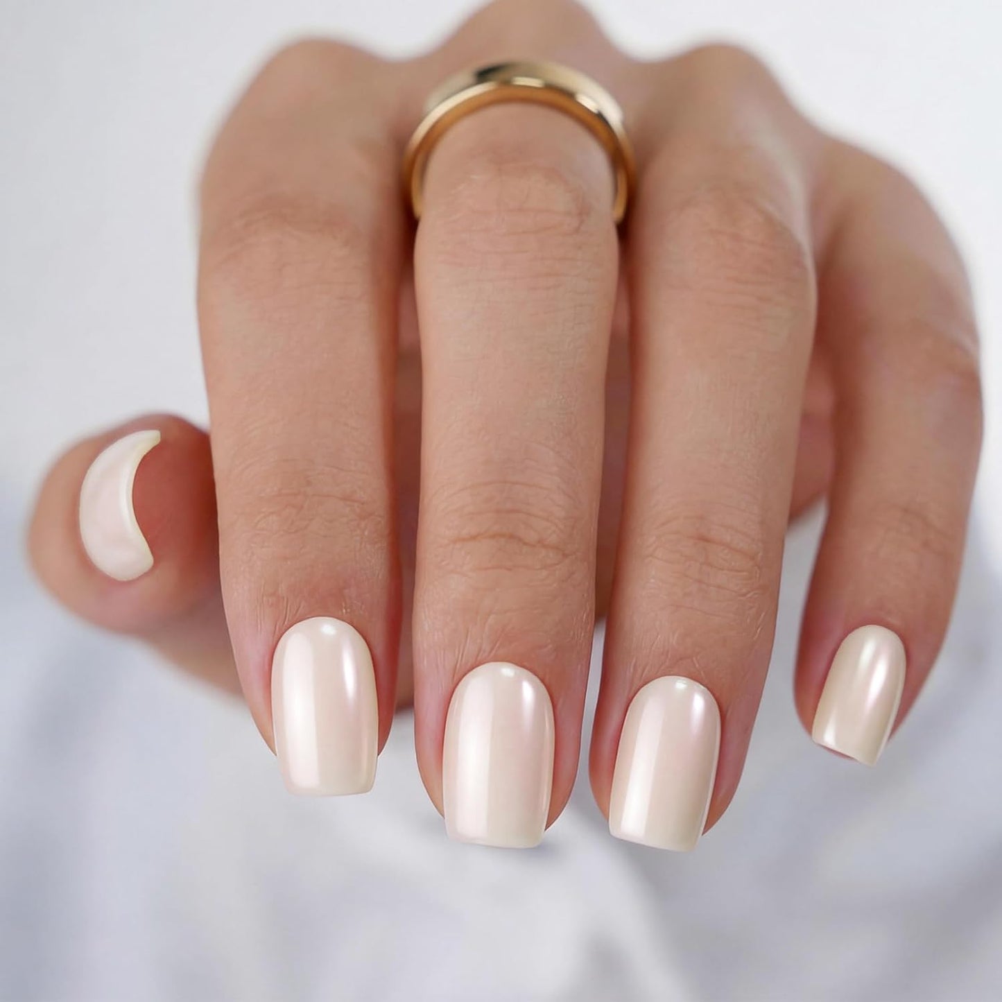Ombre Press On Nails - Short Square Soft Gel Nude Pink | 30 Pcs Reusable False Nails in 15 Sizes for Long-Lasting Wear