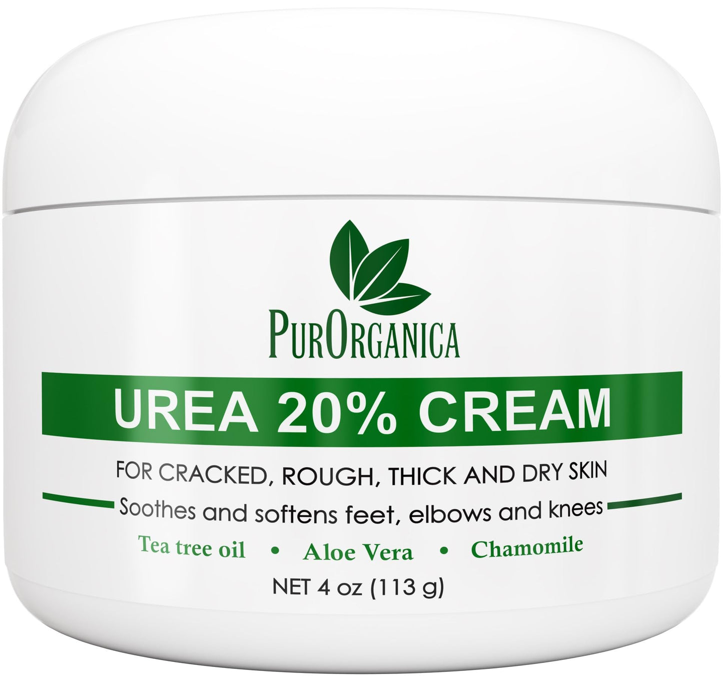 PurOrganica Urea 20% Healing Cream 4 oz - Best Callus Remover - Moisturizes and Rehydrates Hands, Feet and Knees to a Healthy Appearance - Soothes and Softens Thick, Cracked, Rough Dead and Dry Skin