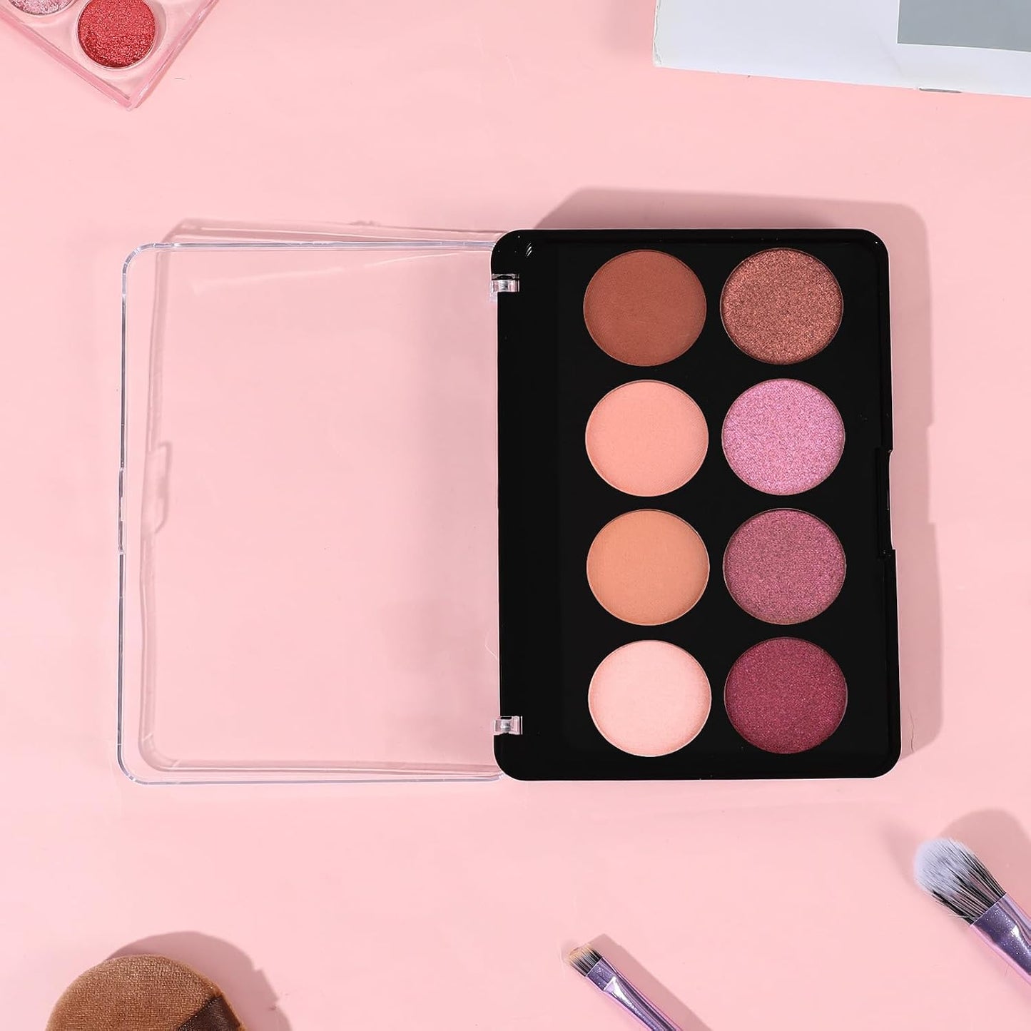 Magnetic Makeup Palette - 5 Pack Frosted Clear Top | Empty Eyeshadow Storage Box for DIY Cosmetics (5.5 x 4 Inch)