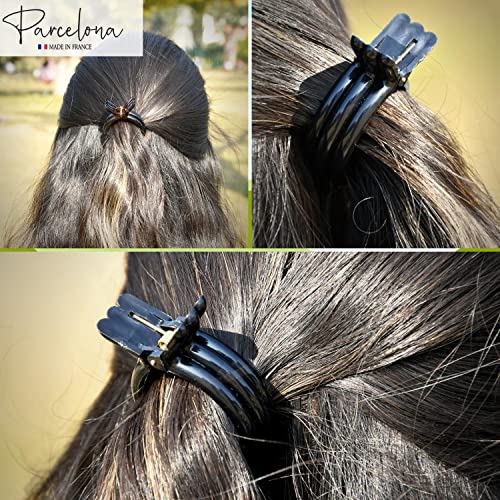 Parcelona French Round Tortoise Shell Hair Clips - 2 Count