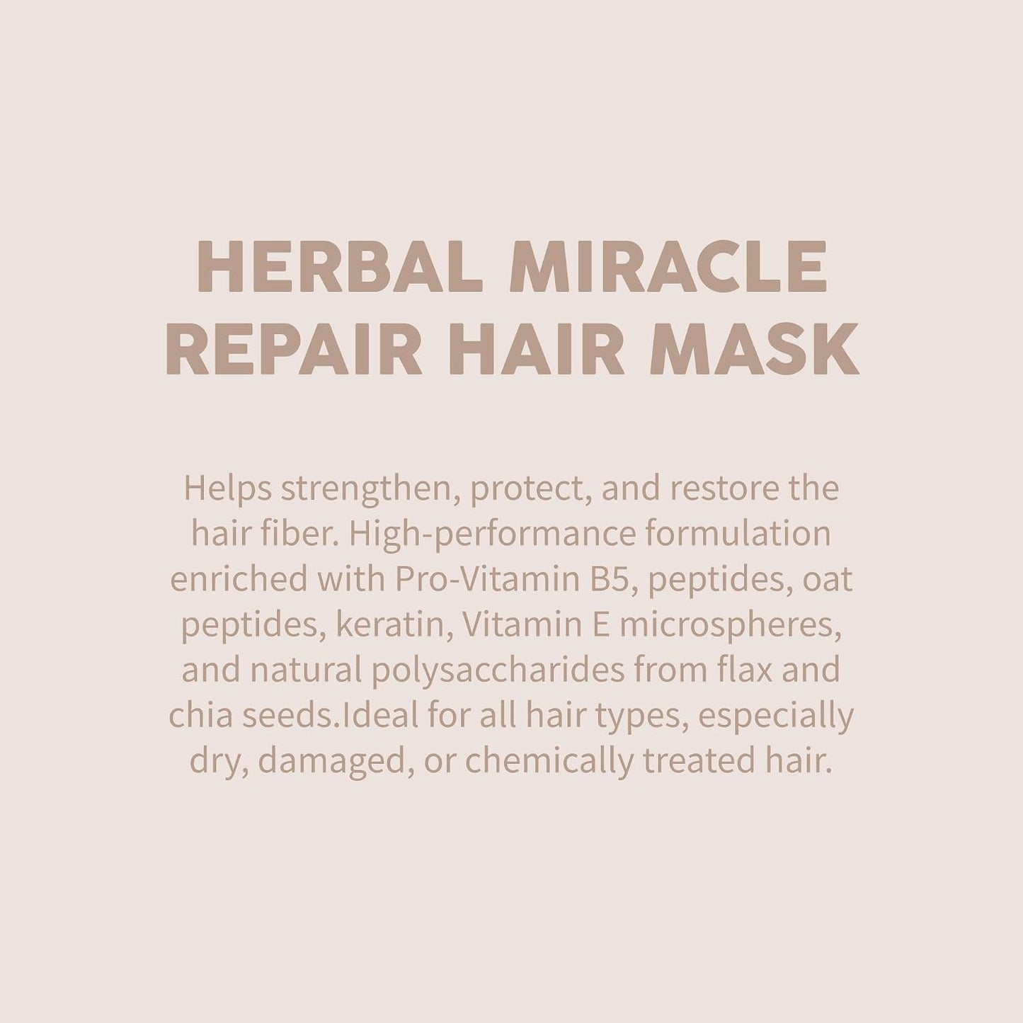 Herbal Miracle Hair Mask - Intensive Repair & Hydration for Damaged Hair | Pro-Vitamin B5, Oat Peptides, Keratin, Vitamin E
