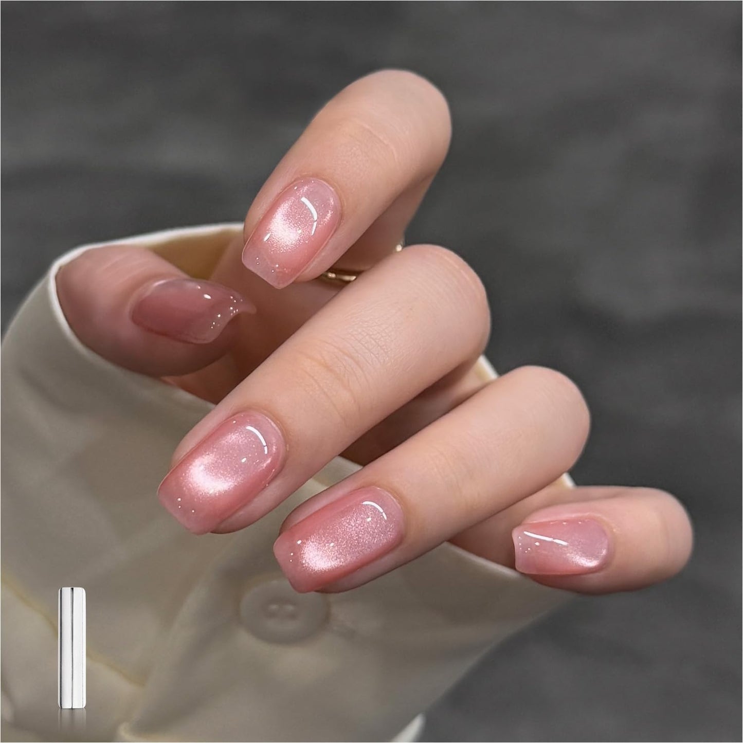 Glassy Cat Eye Gel Nail Polish - 16ml Holographic UV Gel with Magnet | Silvery Moonlight Reflective Finish