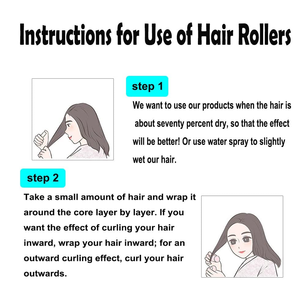 Heatless Roller Curlers for Medium Short Bangs - 6PCS Blue Curling Set for Natural Curly Hairstyling