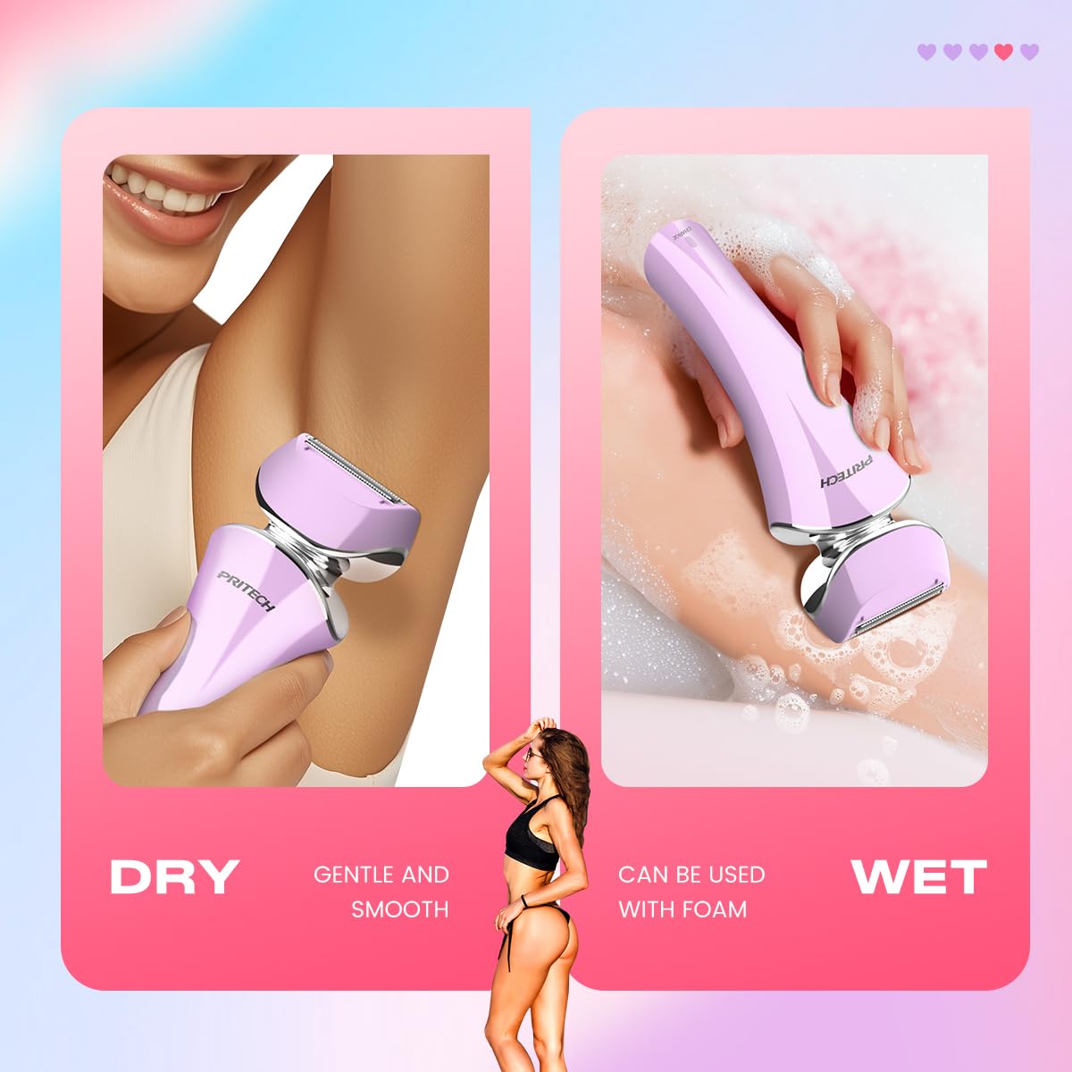 Electric Shaver for Women Rechargeable Wet Dry Electric Razor for Women, Waterproof Lady Shaver for Legs Arm Underarm Bikini Public Body Razor with One Extra Foil Blade