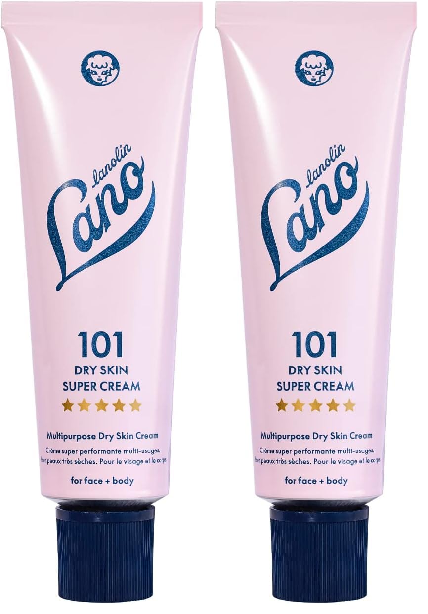 Lanolips 101 Dry Skin Super Cream - Whipped Body Butter & Face Moisturizer - Triple Lanolin, Almond Oil, Shea Butter | 2.02 oz