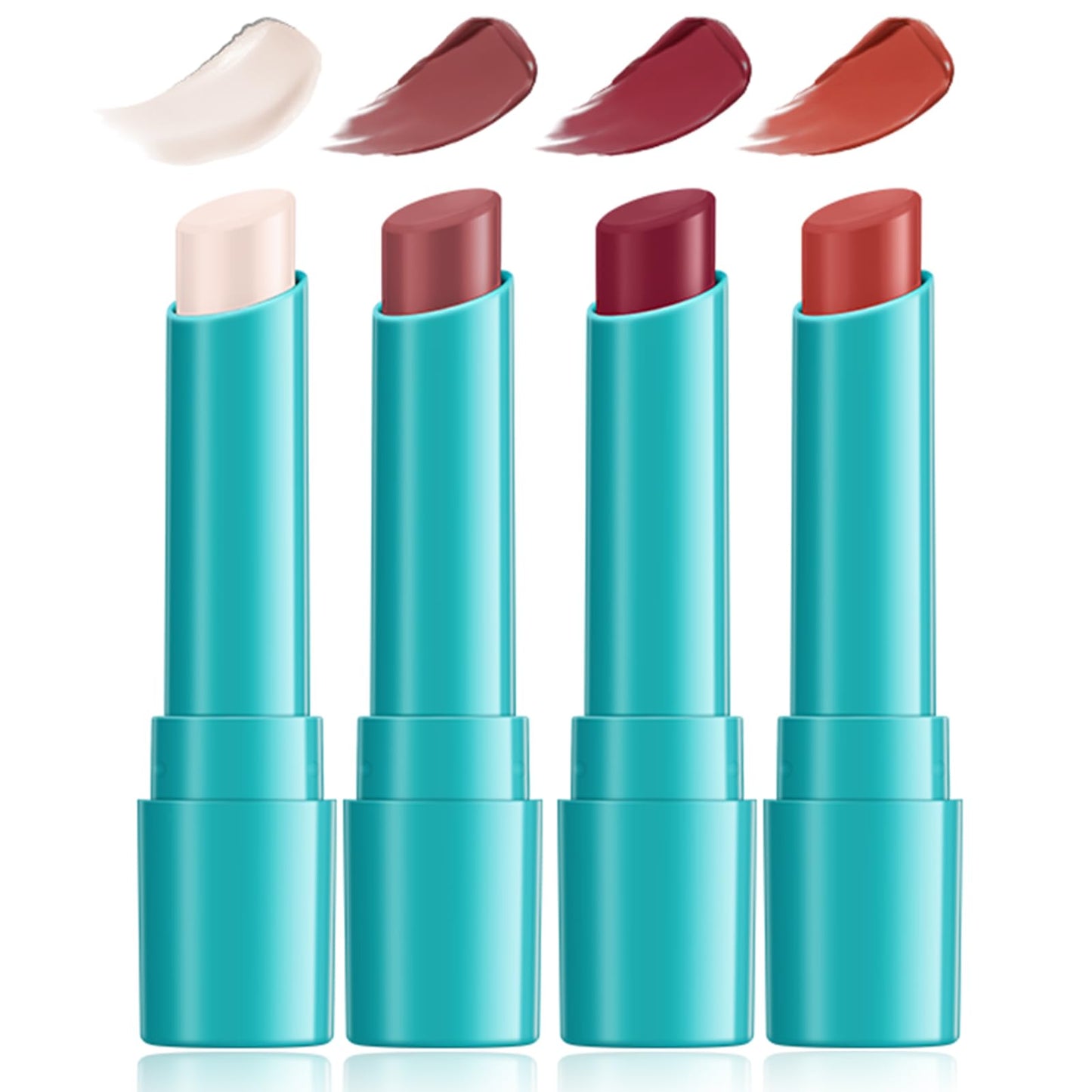 Loobexery 4 Pcs Lip Tint Hydrating, Moisturizing Tinted Lip Balm, Long-Lasting Waterproof Lip Gloss Lipstick Set, Natural Lip Moisturizer with Vitamin E, Non-Stick Cup Lip Tint Stain (01#)