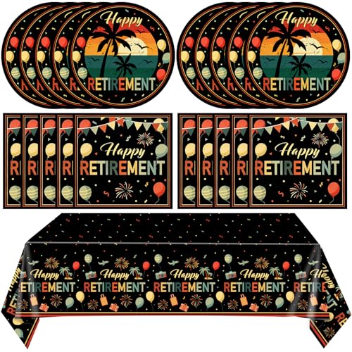 Vintage Retirement Party Supplies Set - 41Pcs Tableware for 20 Guests