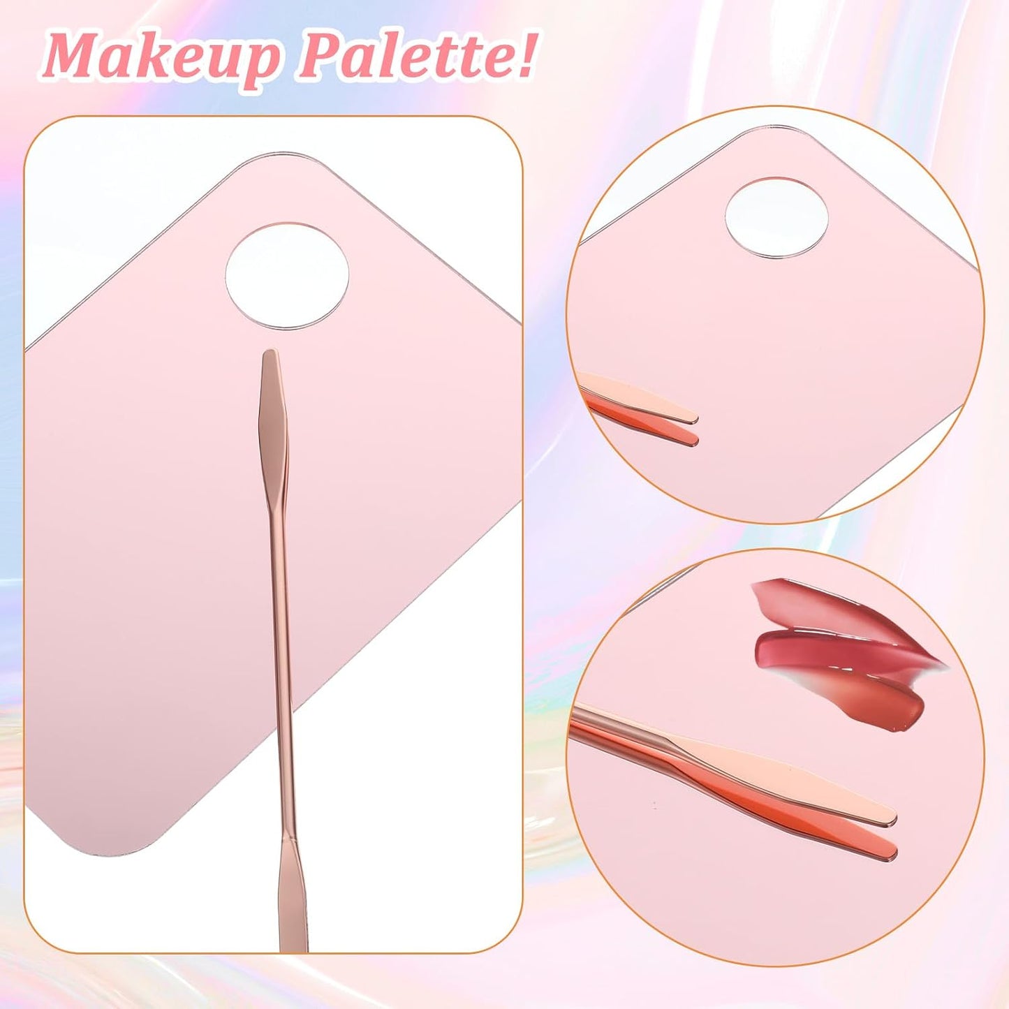 Foundation Mixing Palette Set - 4-Piece Makeup Mixing Tray with Spatula | Reusable for Foundation, Eyeshadow, Lipstick & Nail Art (Pink)