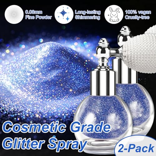 GADMLURY 2 Pack Hair & Body Glitter Spray Shimmering Sparkle Powder