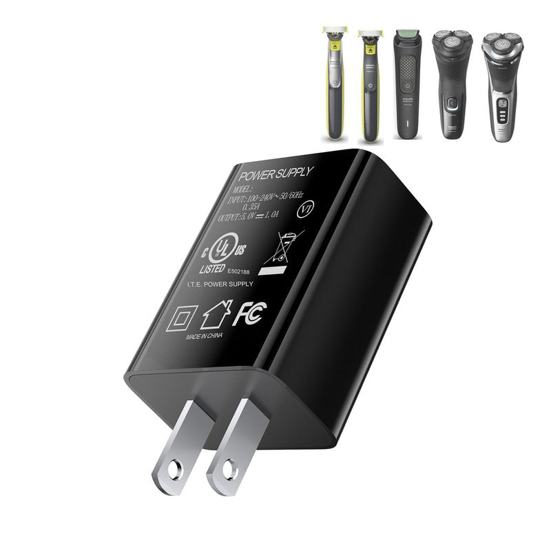 5V 1A USB Wall Charger for Philips Norelco Shaver HQ87, Series 2400 3600 3900, Multigroom Series 5000 7000, for OneBlade QP2724 QP2834 Trimmer and Shaver