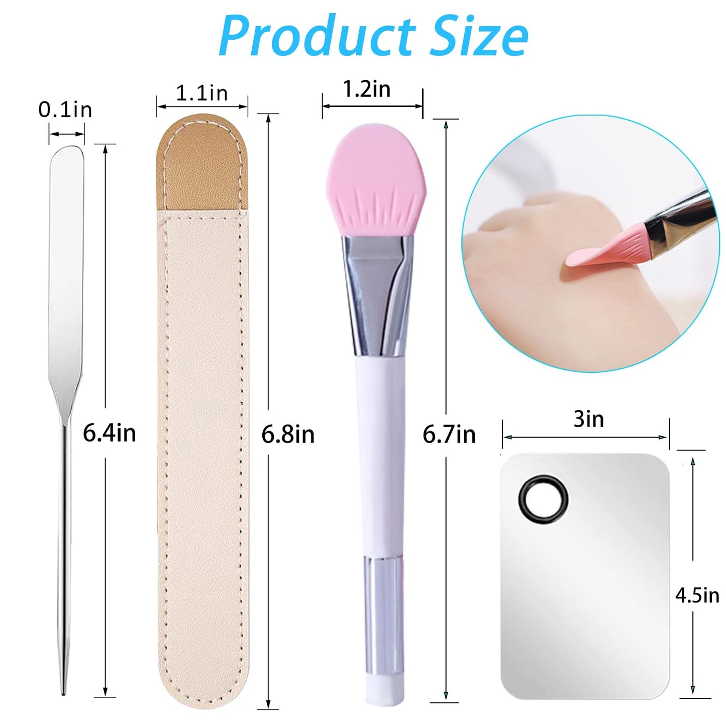 Korean Makeup Spatula and Palette Set - Stainless Steel Professional Foundation Spatula, Cosmetic Brush, and Rectangle Palette for Facial Cosmetic Application
