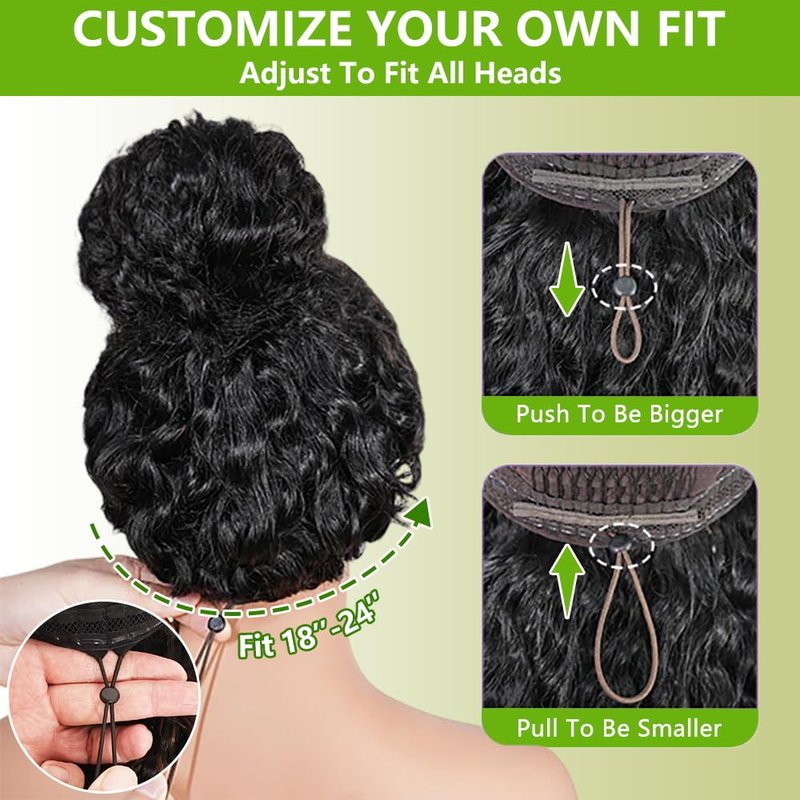QUANDIAN Balayage Highlight Glueless Wigs Human Hair Pre Plucked Pre Cut 7x5 HD Lace 210 Density Deep Wave Lace Front Wigs Human Hair for Black Women Wear Go Drawstring Wig 18 Inch Ombre FB/30 Colored