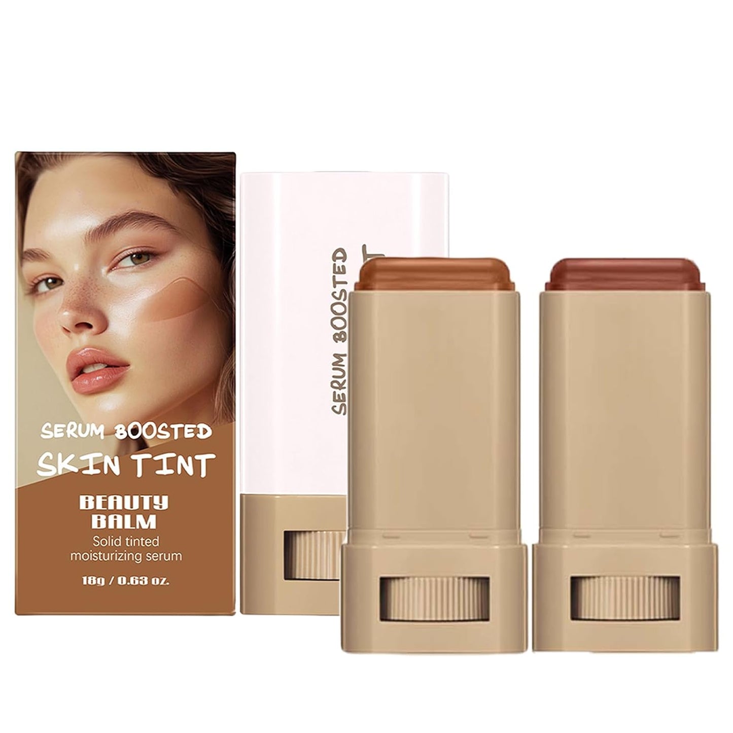 Beauty Balm Skin Tint Stick - Hydrating Serum Foundation for Lightweight Coverage & Radiant Finish | Creamy Contour Stick