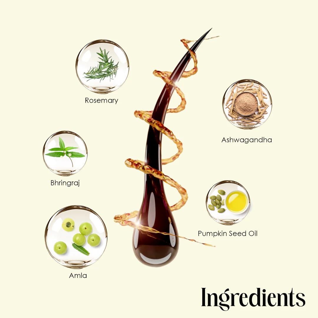 Dermveda Hair Repair Serum with Rosemary, Amla & Ashwagandha, Lightweight Scalp Care Oil for Thinning Hair & Dry Scalp, Herbal Formula, 30 ml