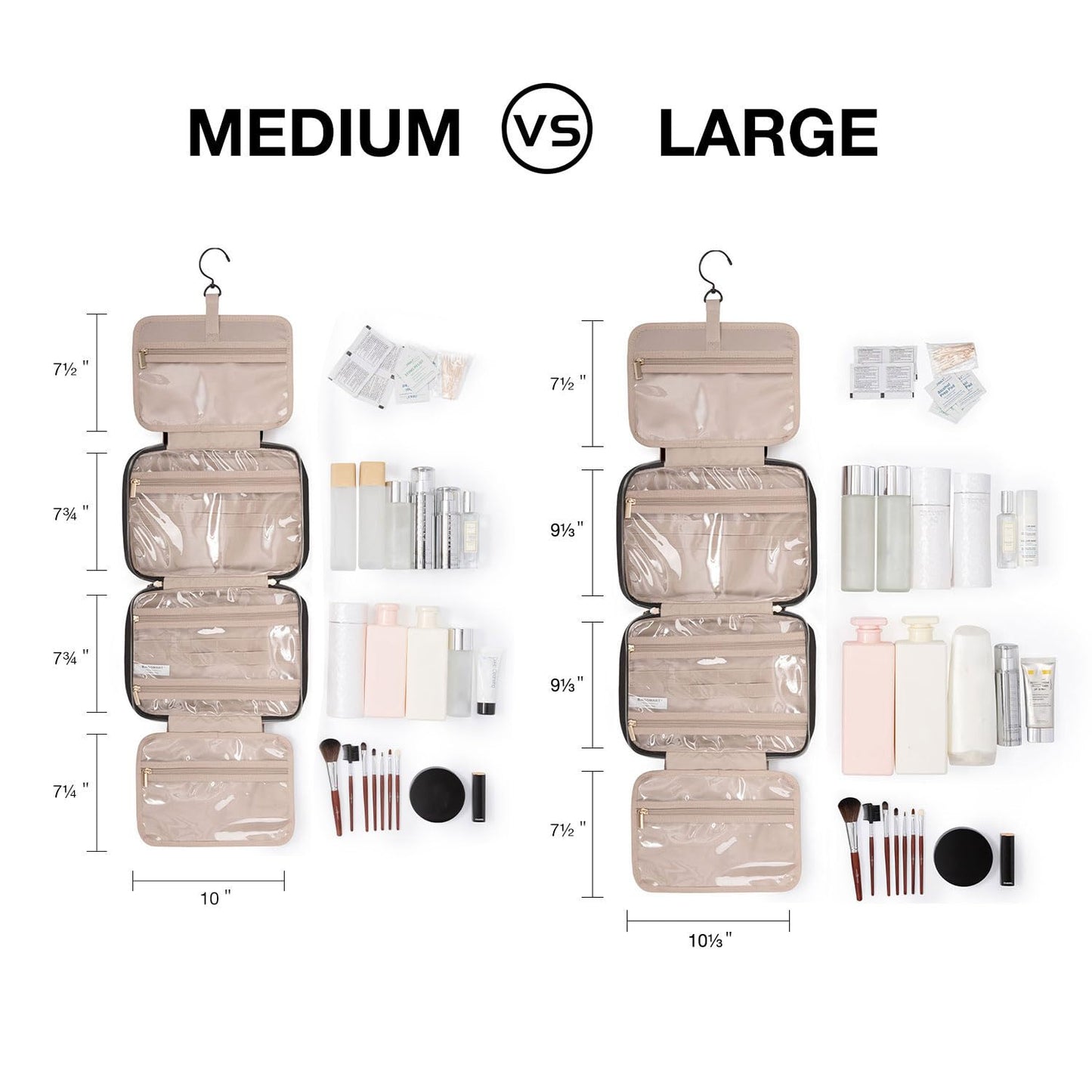 Toiletry Bag | Water-Resistant Travel Organizer with Hanging Hook - Medium Baby Pink