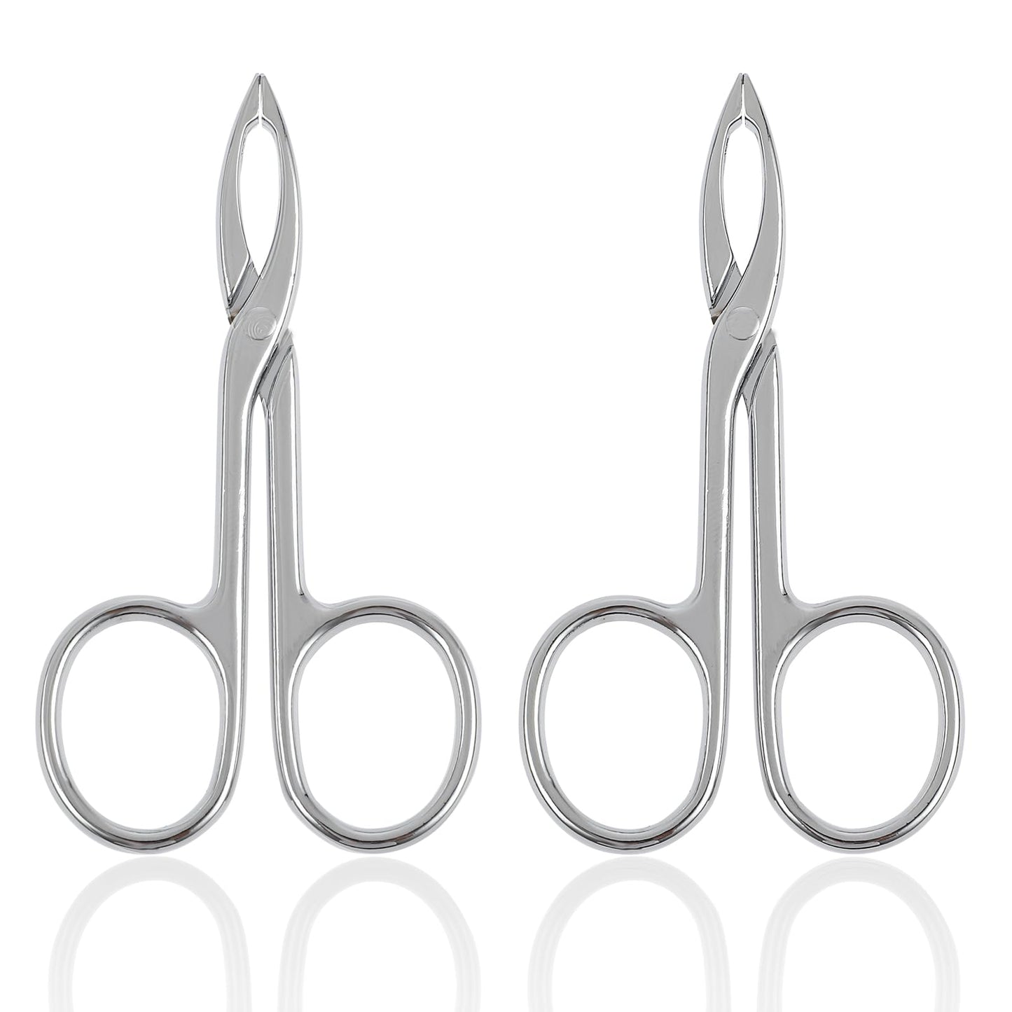 WLLHYF 2 Pieces Eyebrow Scissor Handle Tweezer Plucker Straight Tip Brow Scissors Remover Facial Hair Eyebrows Care Wig Plucking for Women(2 Silver)