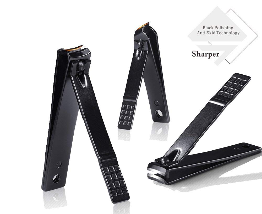 Nail Clipper Set Manicure Pedicure Set, HARPIMER 16PCS Stainless Steel Nail Care Cutter Cuticle Remover Nail Clippers Pedicure Tool Kit, with a Portable Case (Black)