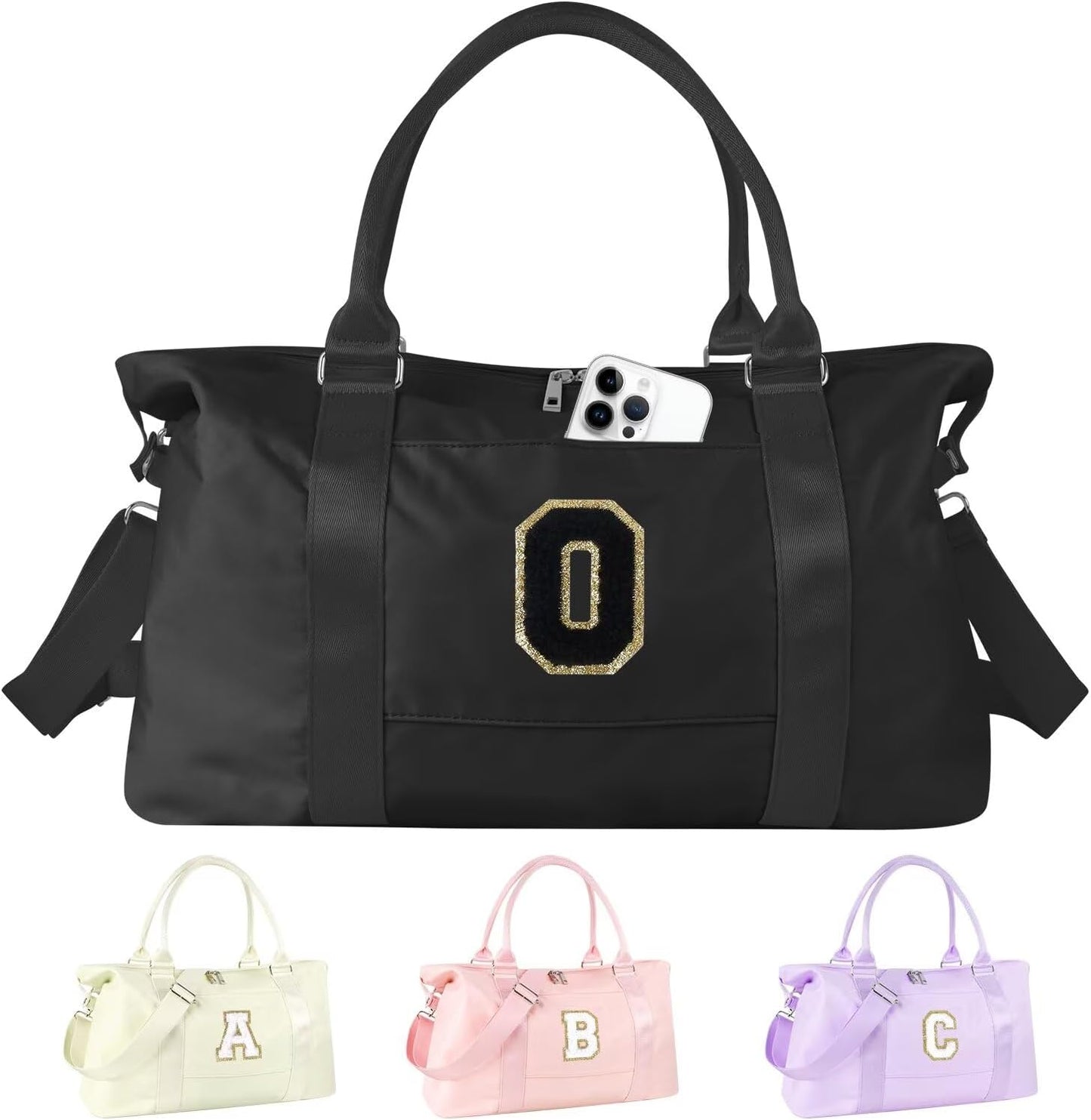 Dance Gym Duffel Bag - Personalized Initial Weekender for Teen Girls | Pink Overnight Carry-On & Cheer Bag