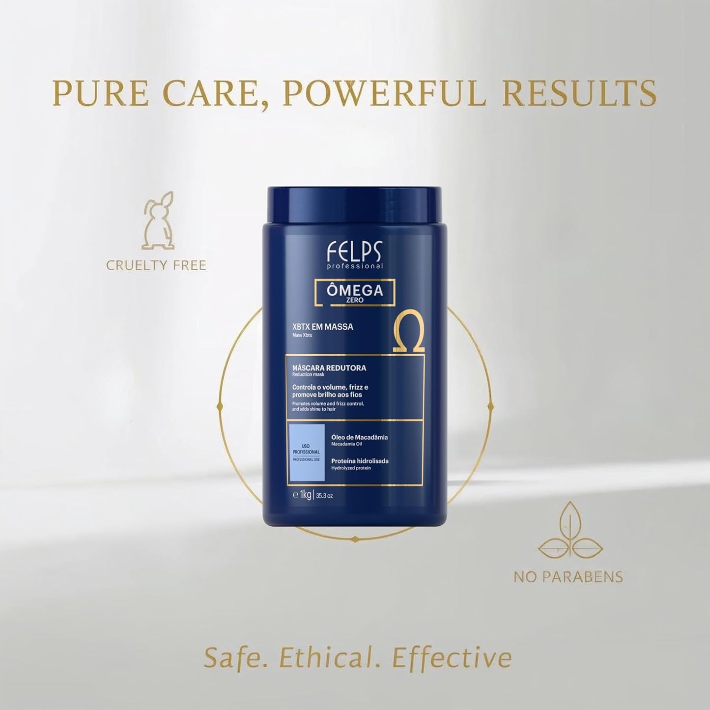 Felps XBTX Omega Zero Hair Volume Reducer - Macadamia Oil, Formaldehyde-Free | 1kg / 35.3fl.oz