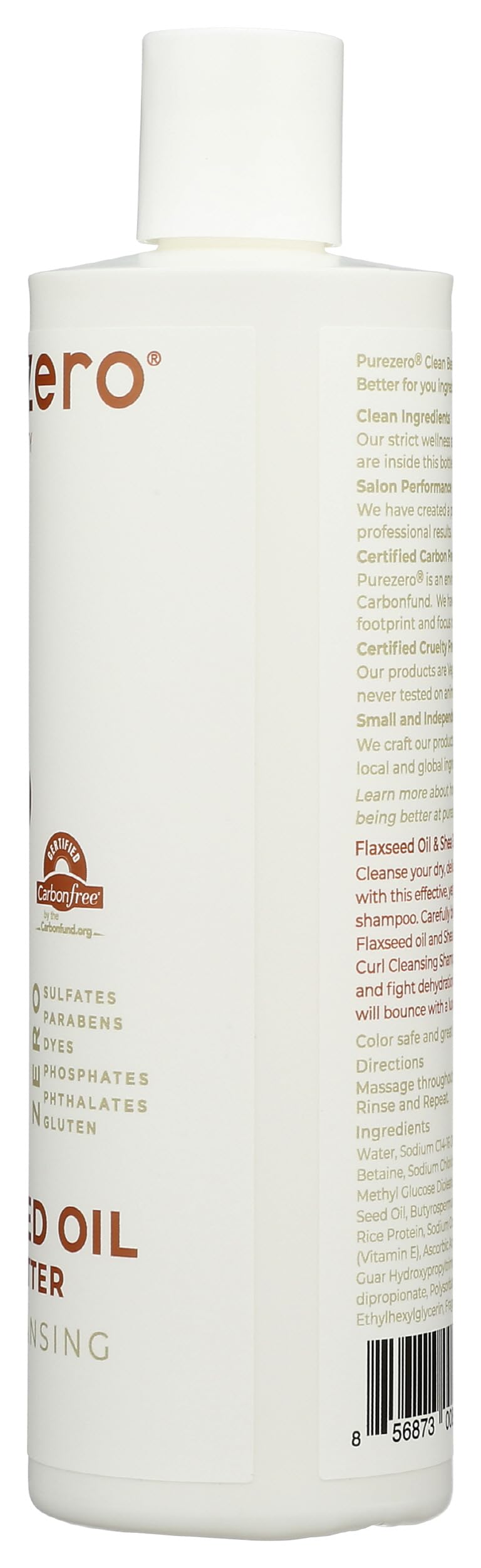 Purezero Flaxseed Oil & Shea Butter Shampoo - Curl Care - For Curly Hair Detangle & Defrizz - Great For Color Treated Hair 12 oz