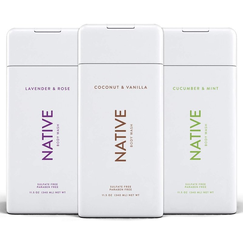 Natural Body Wash for Women & Men - SLS & Paraben Free | Cucumber Mint, Coconut Vanilla, Lavender Rose - 3 Pack