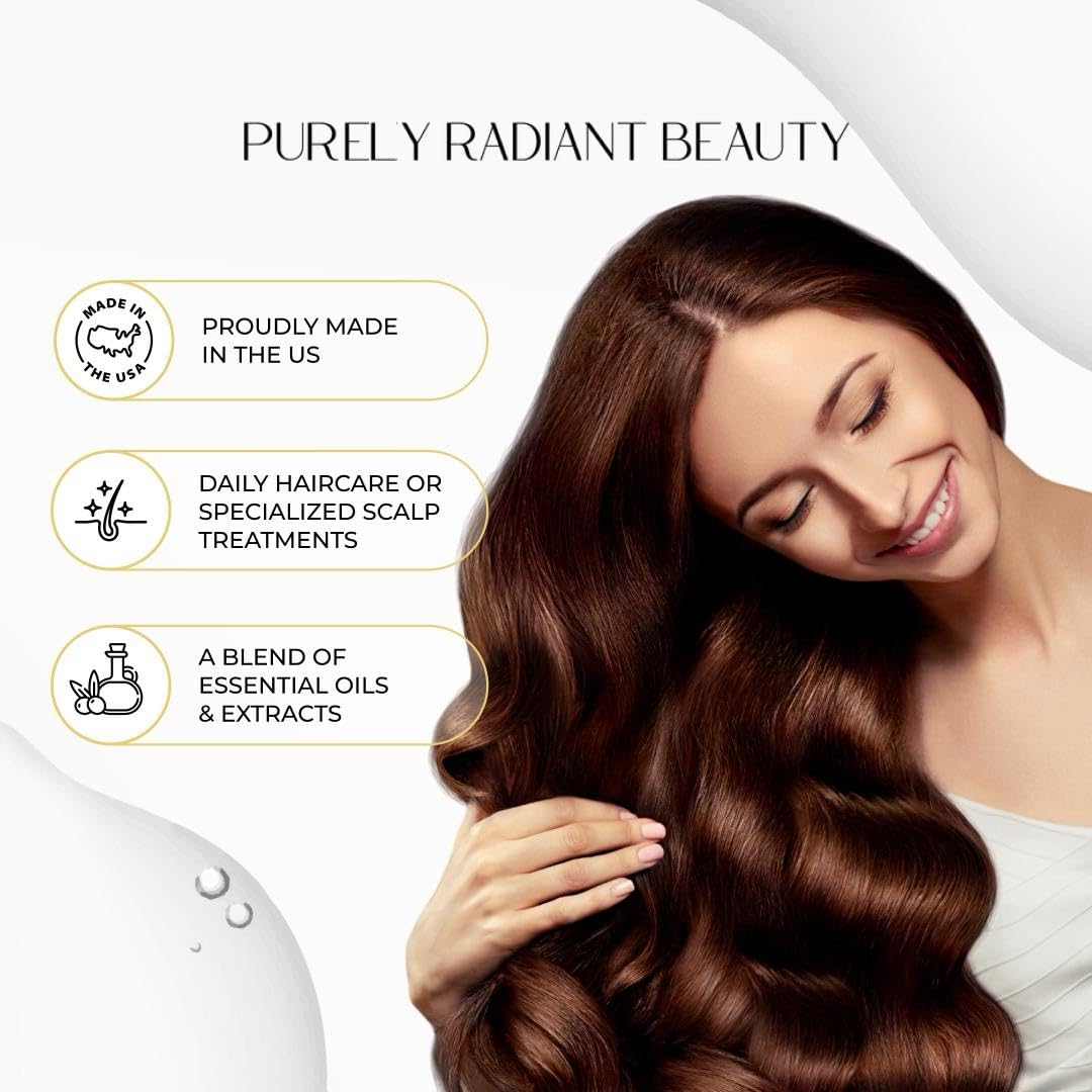 Purely Radiant Beauty Hair Growth Oil – Rosemary & Castor Scalp Oil for Hair Growth, Thicker & Fuller-Looking Hair – Strengthening, Nourishing, Vegan, USA-Made – 50ml