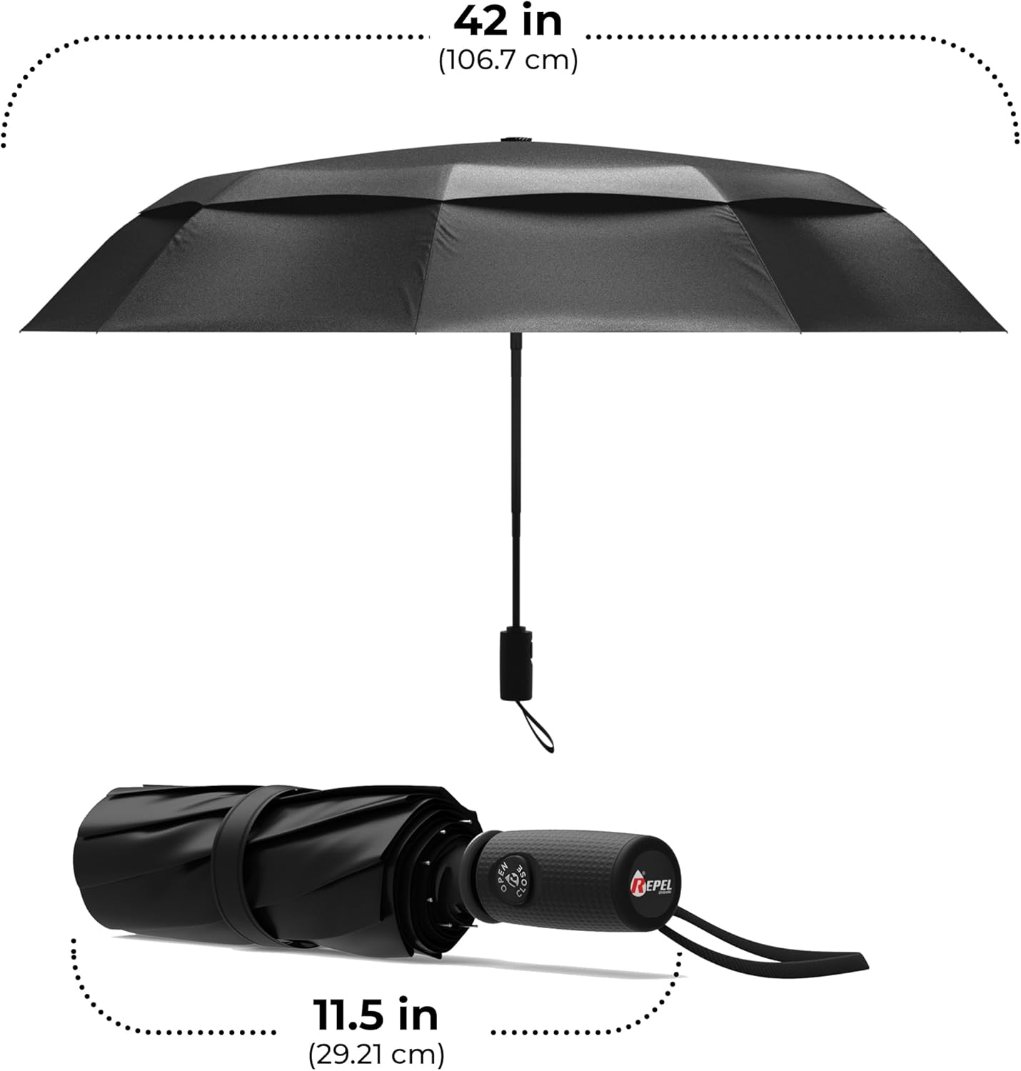 Windproof Travel Umbrella - Compact Auto Folding Design | Withstands 100MPH Winds, Durable & Lightweight for Men & Women