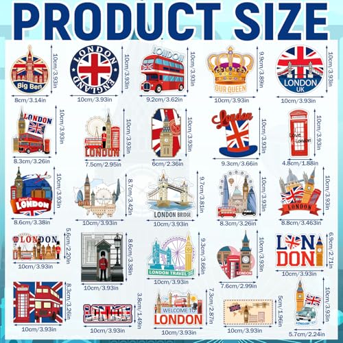 25 Pcs London Themed Refrigerator Magnets - Souvenir Gift Set