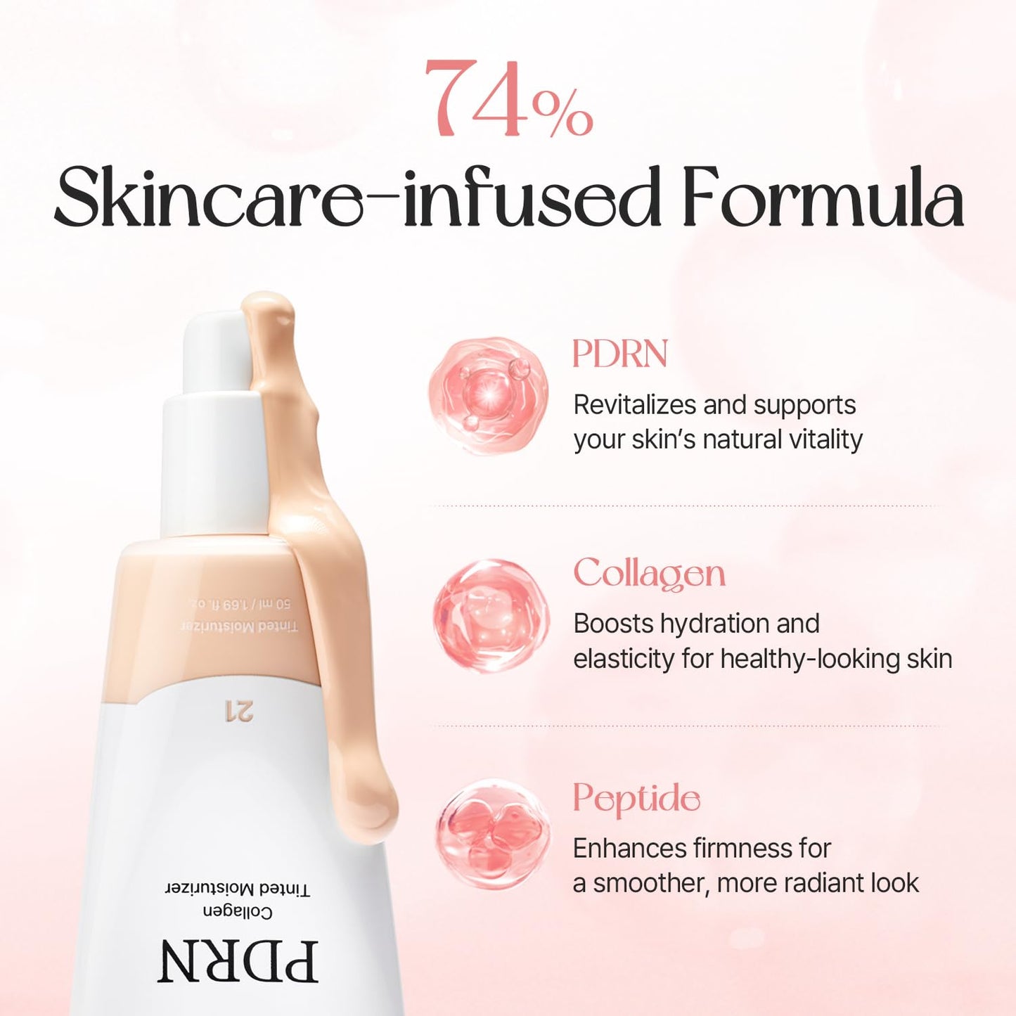 mixsoon PDRN Collagen Tinted Moisturizer - Skincare-Infused Base with Rice PDRN & Peptides, 24H Vibrant Glow & Luminous Hydration, 10 Shades 50ml / 1.69 fl.oz. Korean Glass Skin (No. Calm 45)