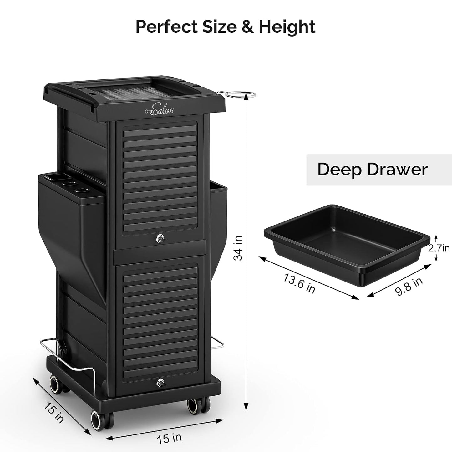 OmySalon Salon Trolley - Lockable Hair Cart Organizer with 6 Drawers & Wheels | Perfect for Stylists & Barbers