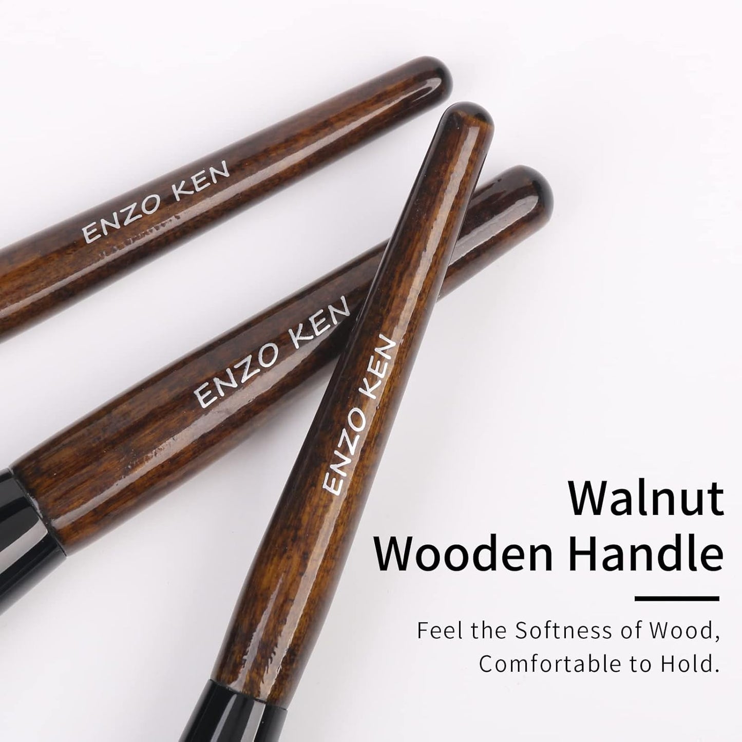 Natural Goat Hair Makeup Brush Set - Professional Walnut Cosmetic Brushes with Case | Soft Bristles for Flawless Application