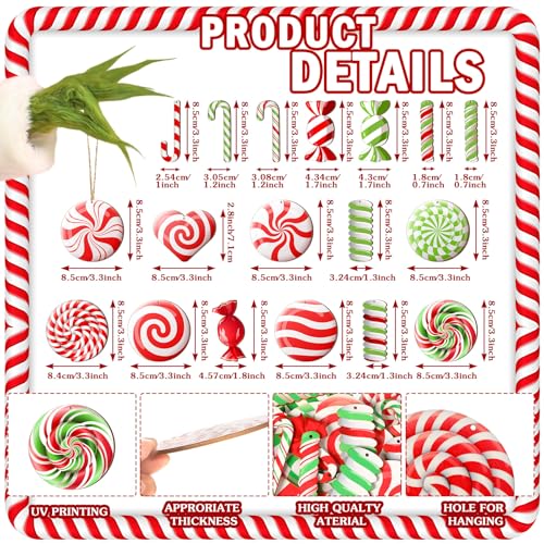 40 Pcs Colorful Peppermint Candy Christmas Tree Ornaments