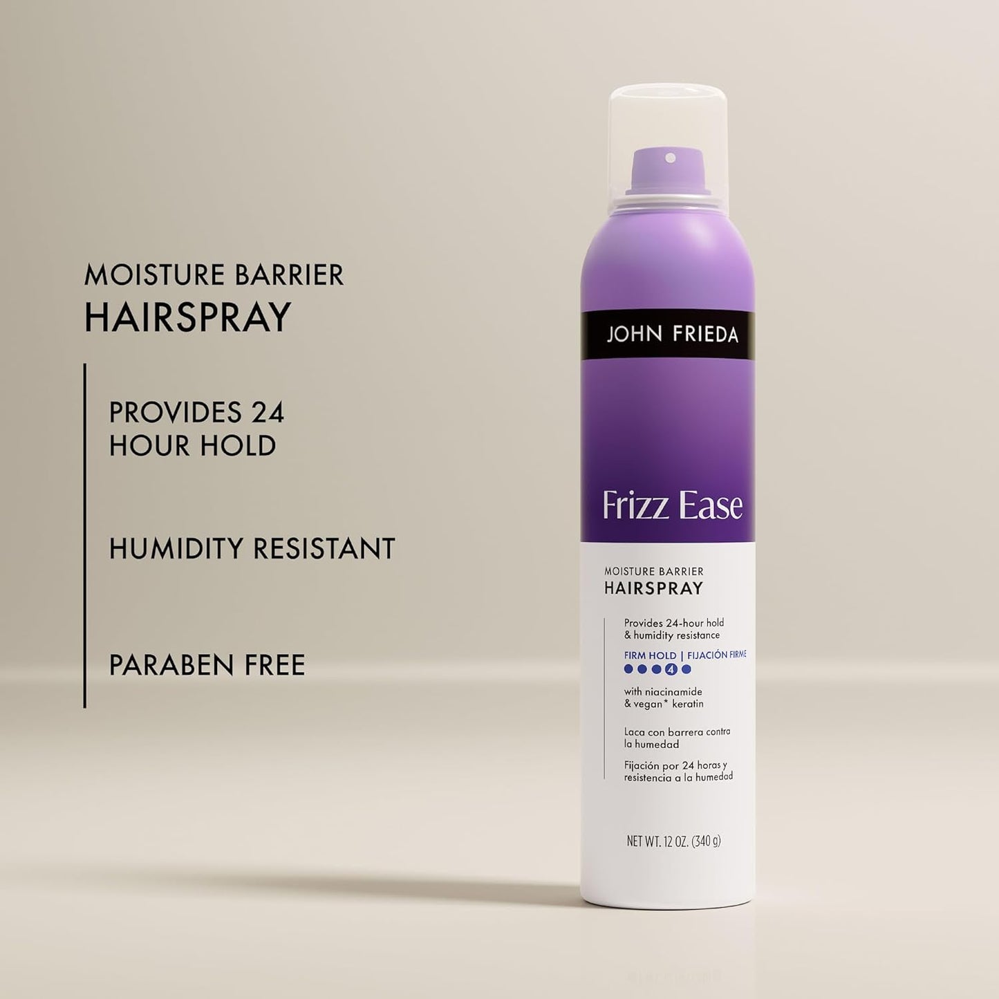 John Frieda Frizz Ease Hairspray - Humidity-Blocking Frizz Control Spray | 12 fl oz