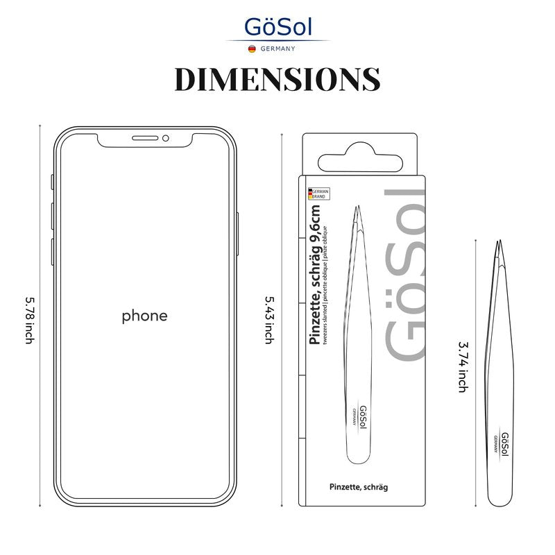 GöSol Tweezers - Professional Pointed Tweezers for Women and Men, 420 Stainless Steel Precision Tweezers for Women Facial Hair Removal, Expert Ingrown Hair Plucker, 0 Gap, Painless Hair Extraction