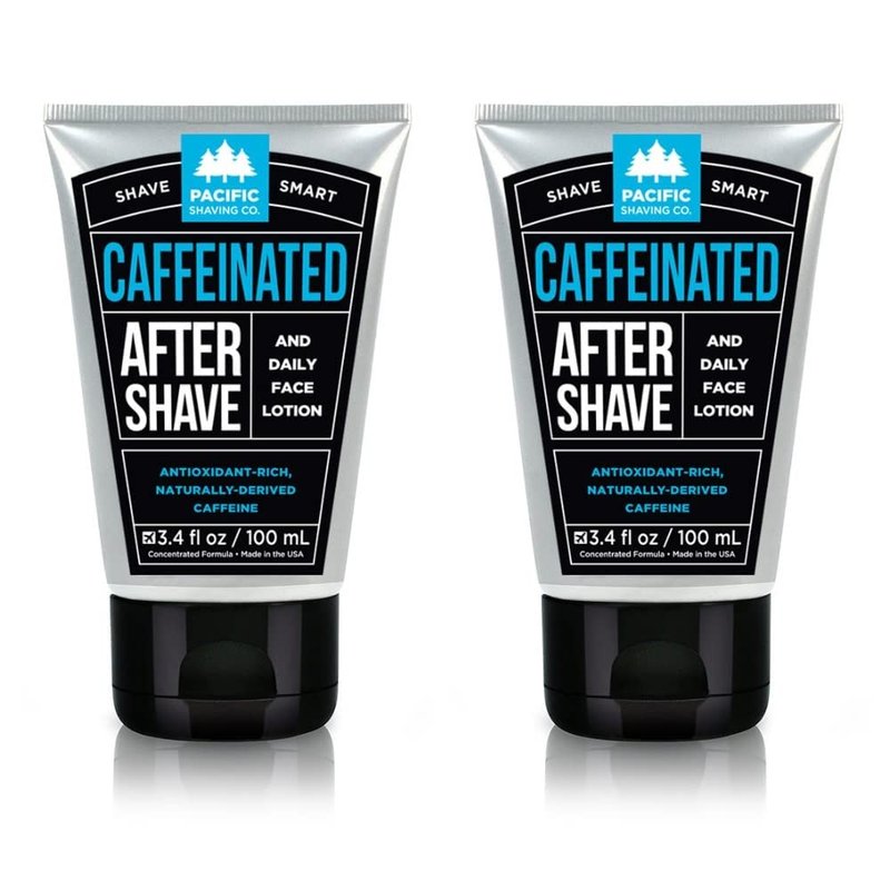 Pacific Shaving Company Caffeinated Aftershave, Men's Grooming Product - Antioxidant Daily Face Lotion + After Shave - Spearmint Post Shave Balm for Sensitive Skin (3.4 Fl Oz, 2 Pack)